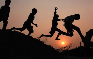 School kids-leaping-and-playing A